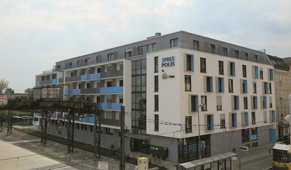 Das Boardinghaus Spreepolis im Berliner Stadtteil Oberschöneweide (Bezirk Treptow-Köpenick).